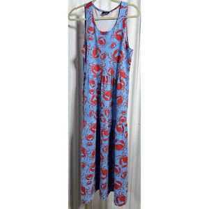 Sailor Sailor Marina Maxi Dress Crab Print Coastal Preppy Resort Wear Small NWT